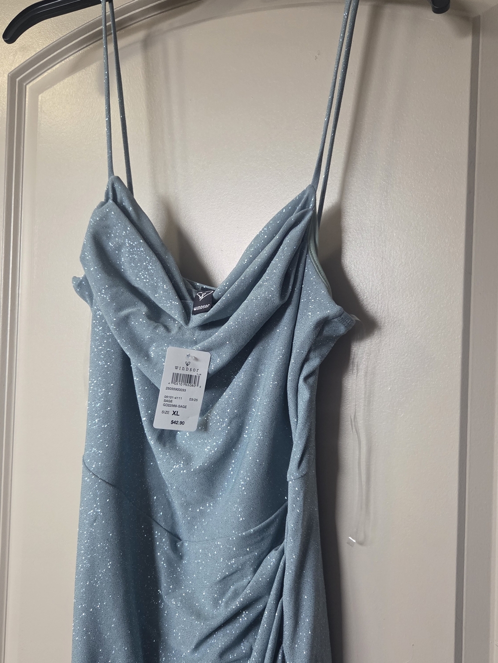 Windsor Sage Green Spaghetti Strap Dress, Midi
